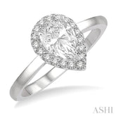 1/10 Ctw Round Cut Diamond Halo Semi-Mount Engagement Ring in 14K White Gold